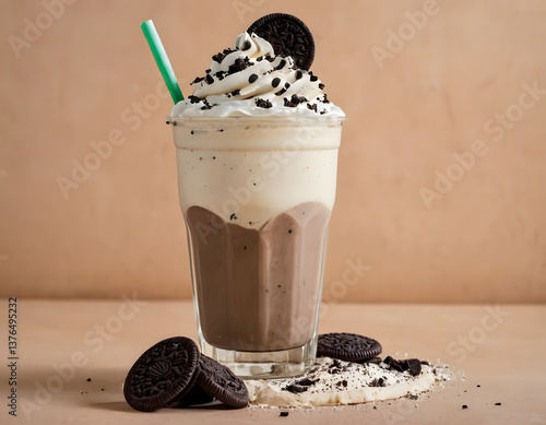 chilled Oreo shake with whipped cream