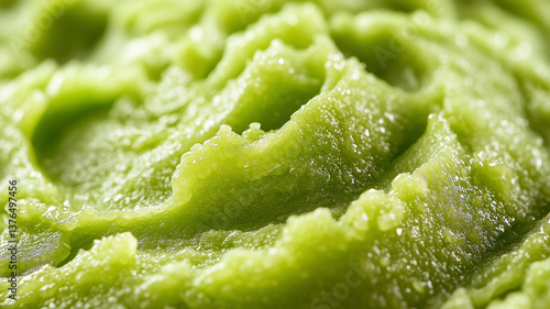 Highly detailed close-up capturing the grain structure of wasabi powder.