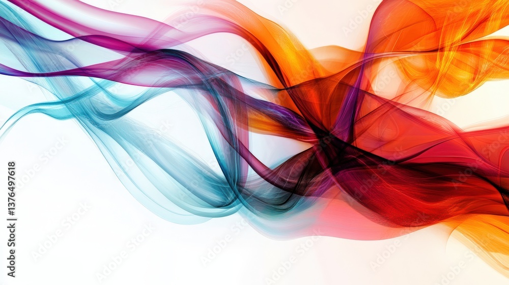 Fototapeta premium Dynamic color waves abstract art digital design creative space vibrant concept