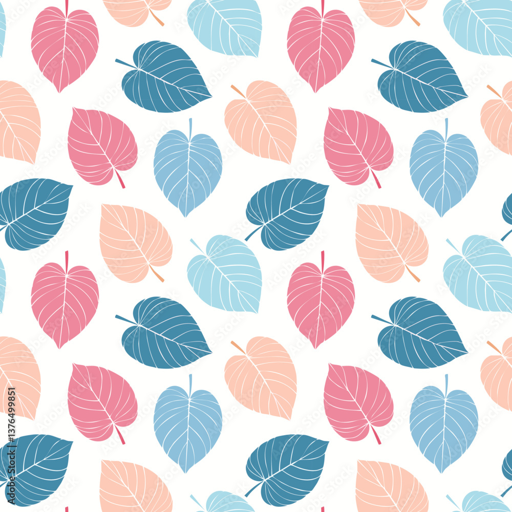 Soft pastel seamless leaf pattern with a modern touch Soft pastel seamless leaf pattern with a modern touch