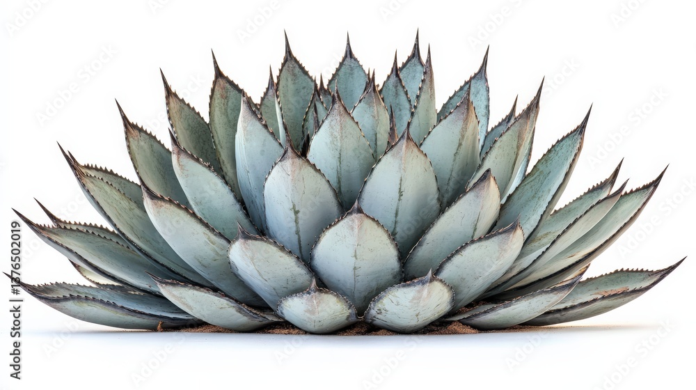 Stunning Agave Plant with Intricate Leaf Patterns Against White Background Stunning Agave Plant with Intricate Leaf Patterns Against White Background