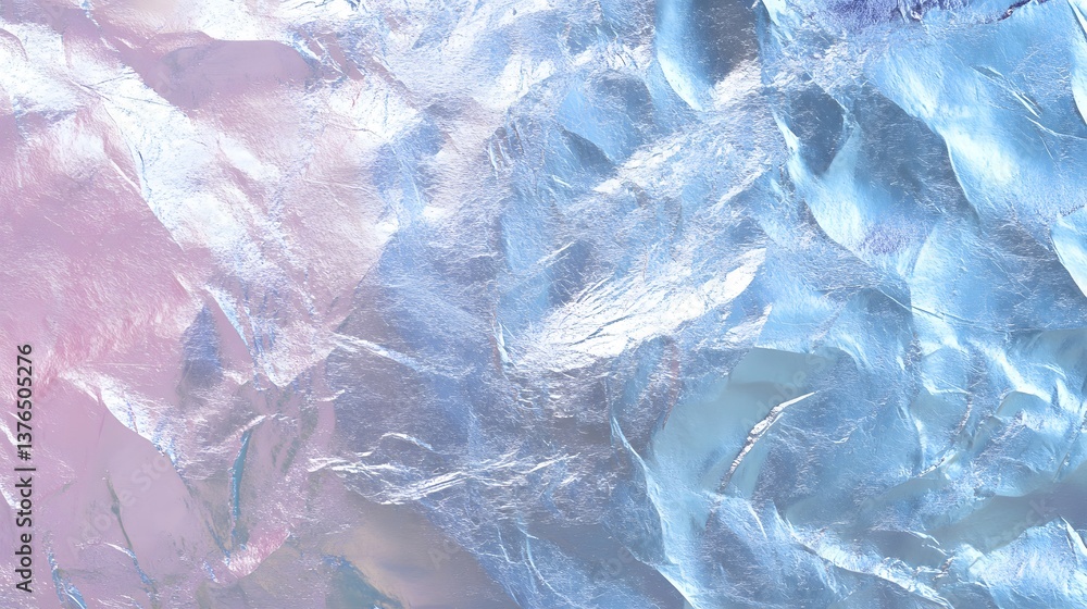 Fototapeta premium Translucent texture with pastel colors creates a soothing and visually dynamic aesthetic, reminiscent of glass or ice with subtle pink and blue tints.