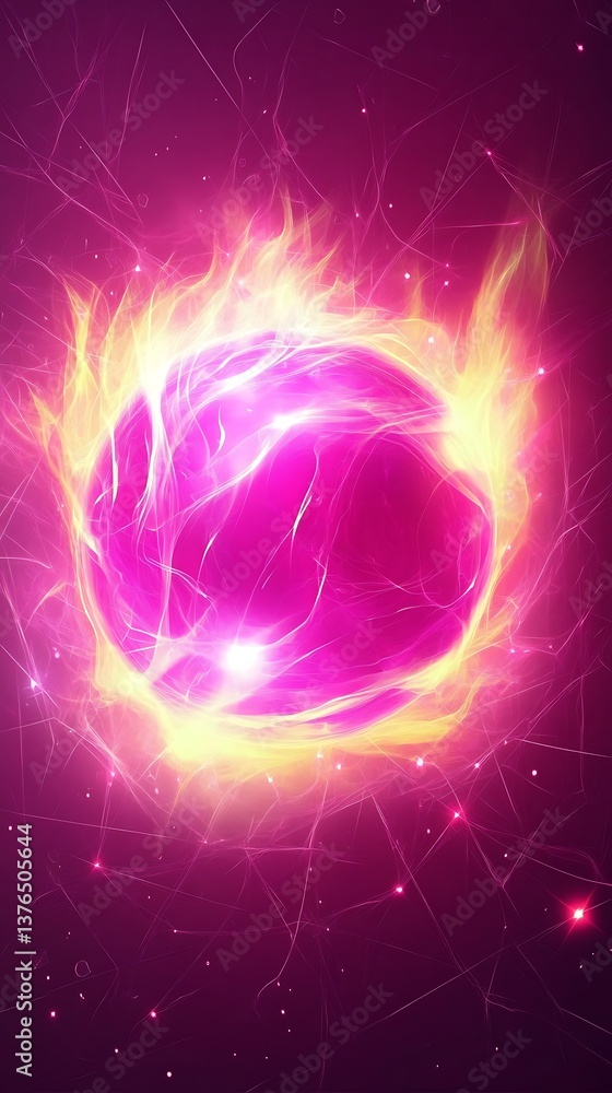 Fototapeta premium Flaming Pink Energy Orb.