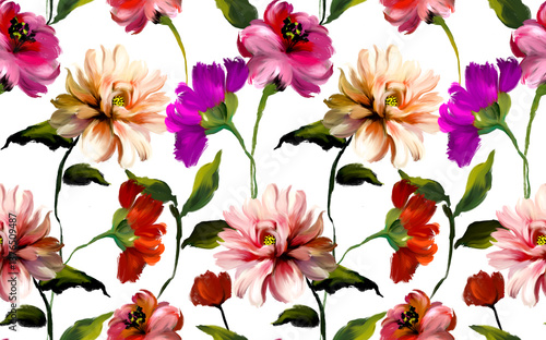 Wallpaper Mural Painting flowers pattern. Seamless floral pattern design Torontodigital.ca