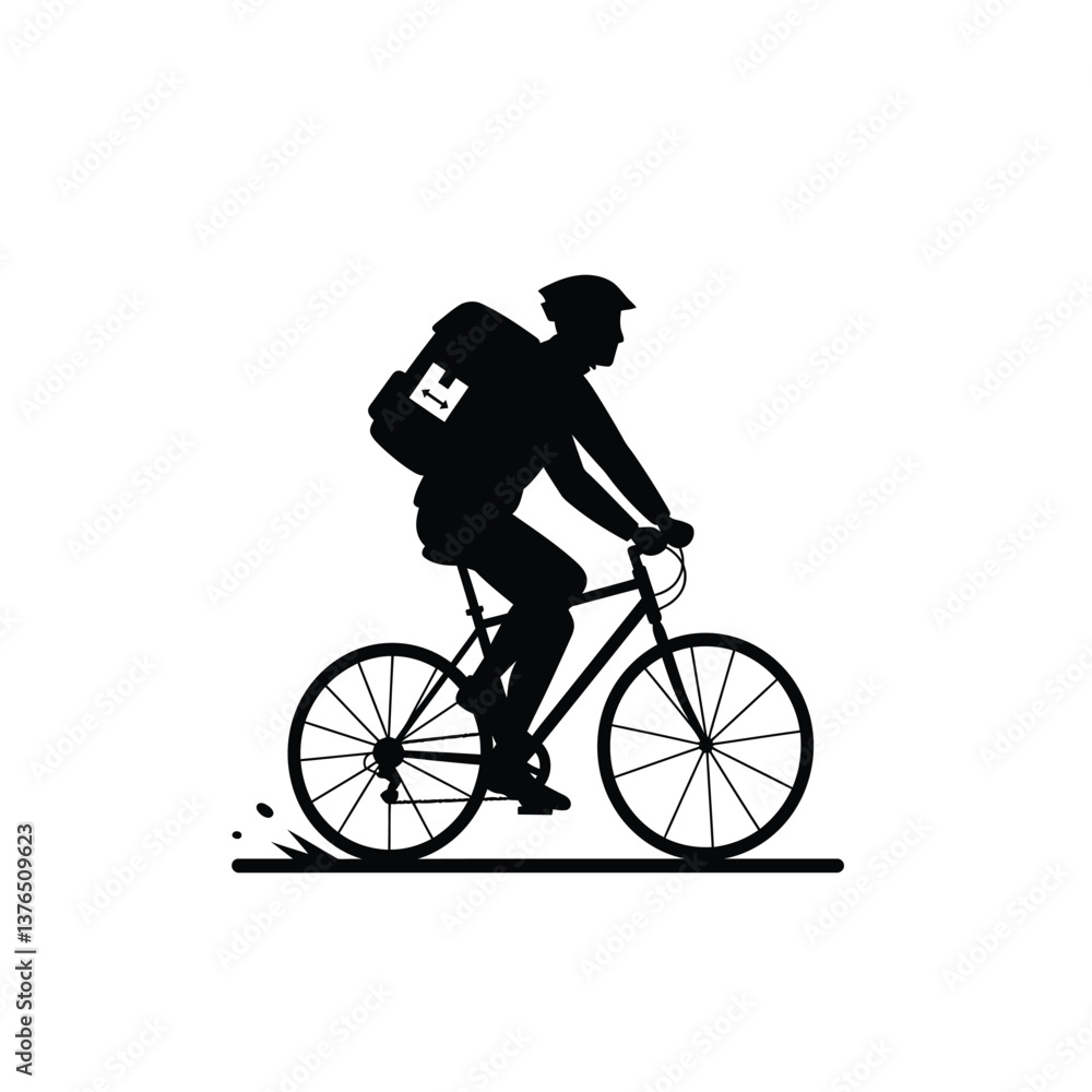 Naklejka premium silhouette of a man riding a bike