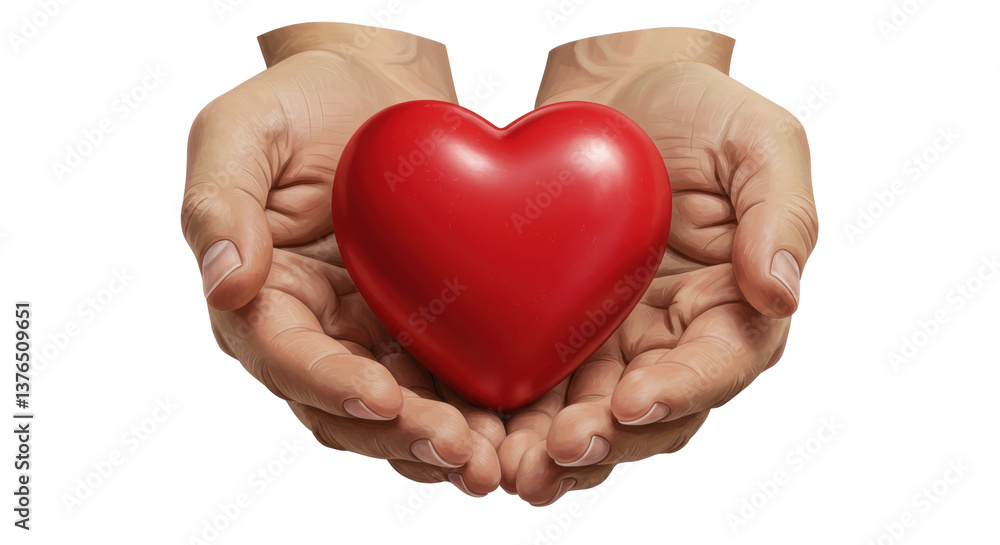 Fototapeta premium Isolated Hands Holding a Red Heart