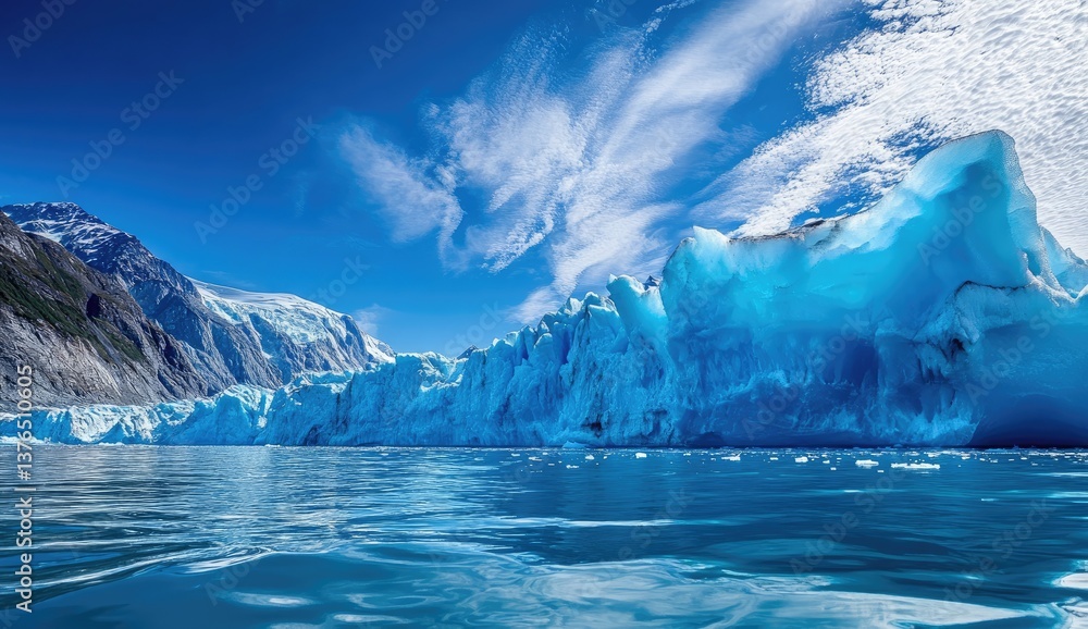 Glacial wonderland. Vast expanse of icebergs in a pristine, sun-drenched landscape Glacial wonderland. Vast expanse of icebergs in a pristine, sun-drenched landscape