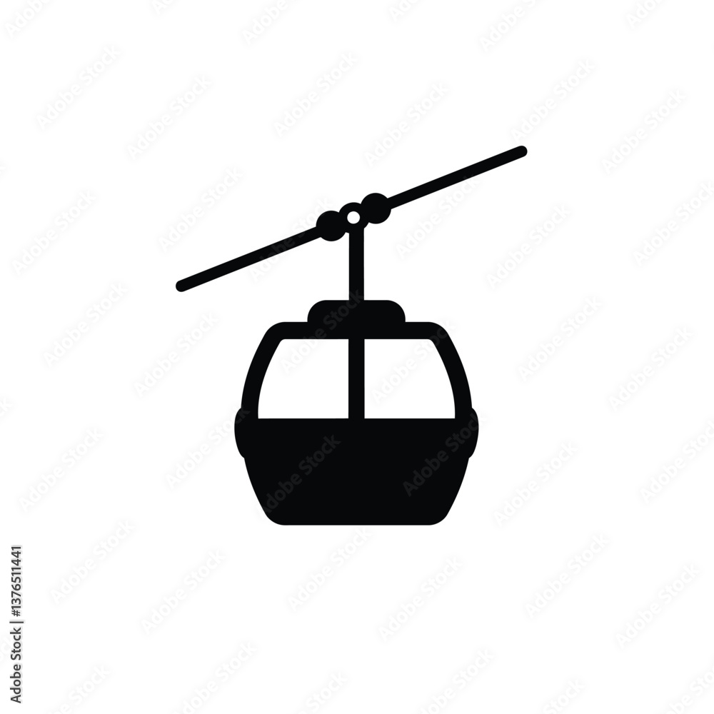 Fototapeta premium Cable car silhouette Vector Icon and