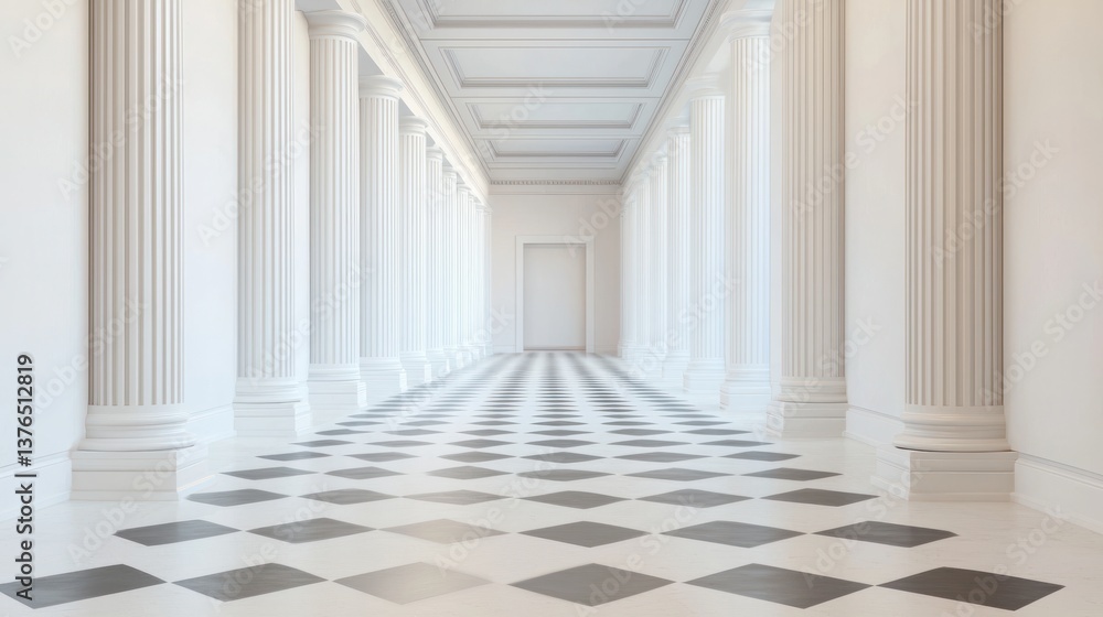 Obraz premium School architectural elegance nongkhanestock academy interior hallway minimalist design perspective quality imagery