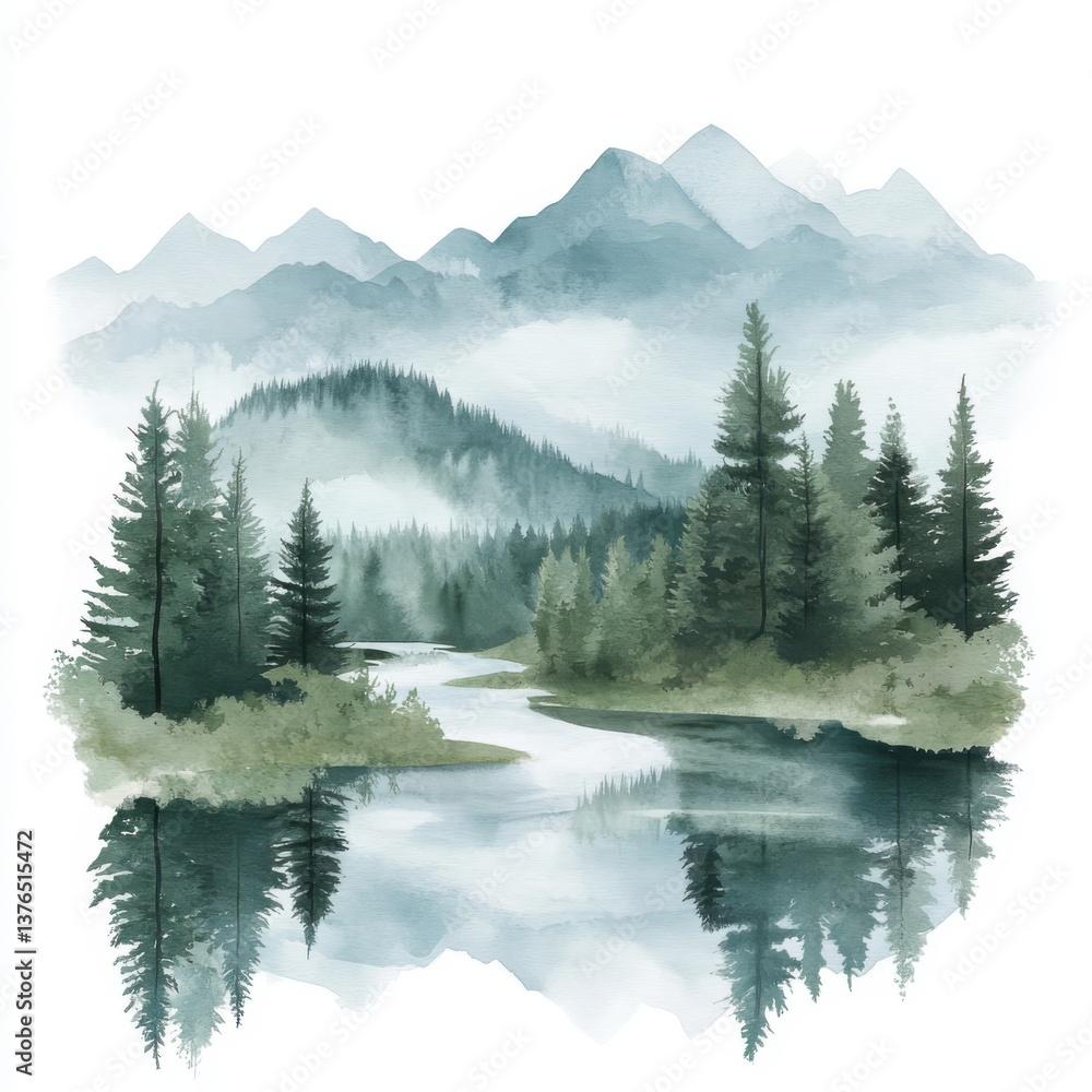 custom made wallpaper toronto digitalcloudy blue mountain background on lake and pine with watercolor. Mountain images for banners, book covers, weddings, postcards, posters and advertising