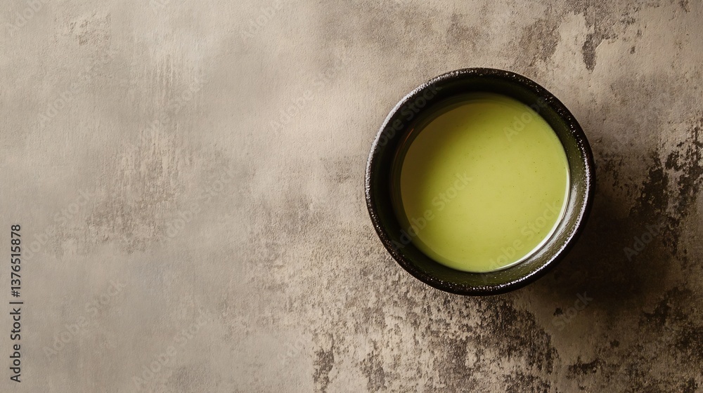 Avocado vinaigrette dressing in a tiny cup, smooth texture captured in rich detail, neutral background Avocado vinaigrette dressing in a tiny cup, smooth texture captured in rich detail, neutral background