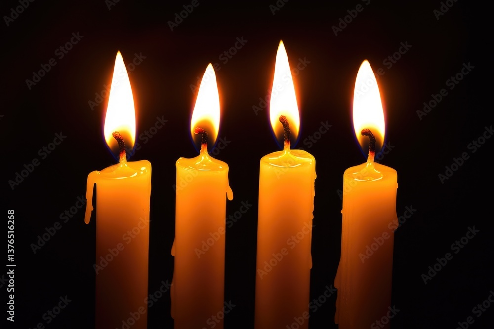 Illuminated Five Candles Against a Dark Canvas for festive Celebrations Illuminated Five Candles Against a Dark Canvas for festive Celebrations