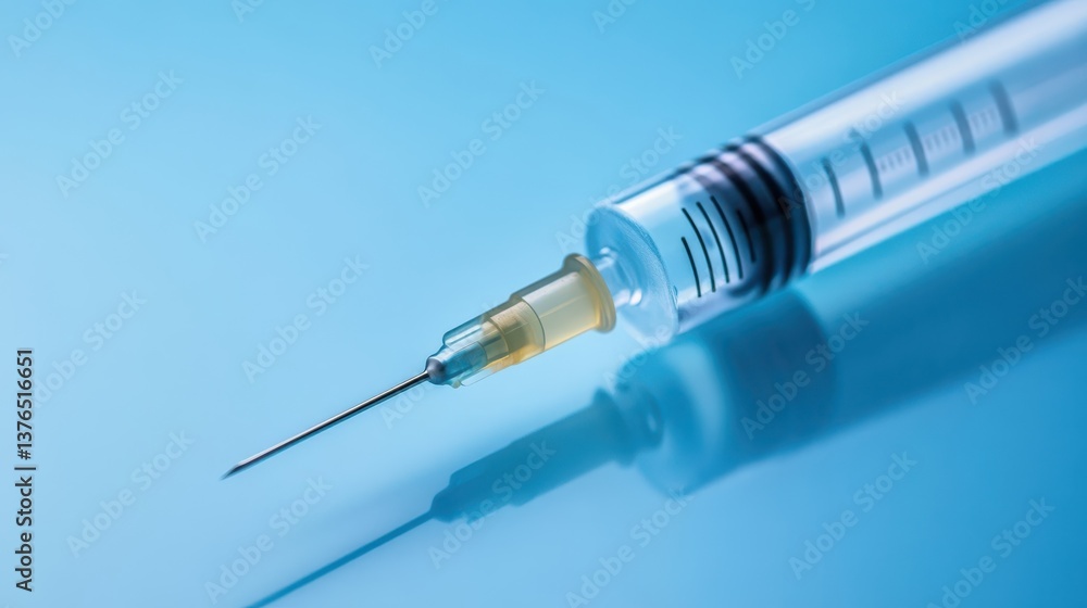 A close up shot of a syringe resting on a surface A close up shot of a syringe resting on a surface