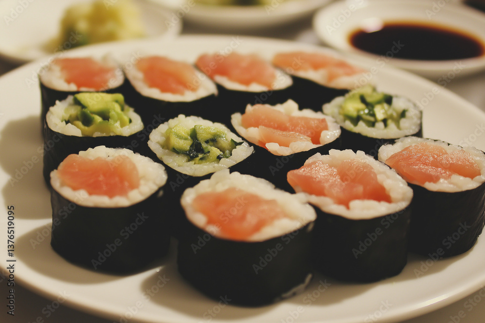 Vibrant Tuna Rolls Advertisement Top View Vibrant Tuna Rolls Advertisement Top View