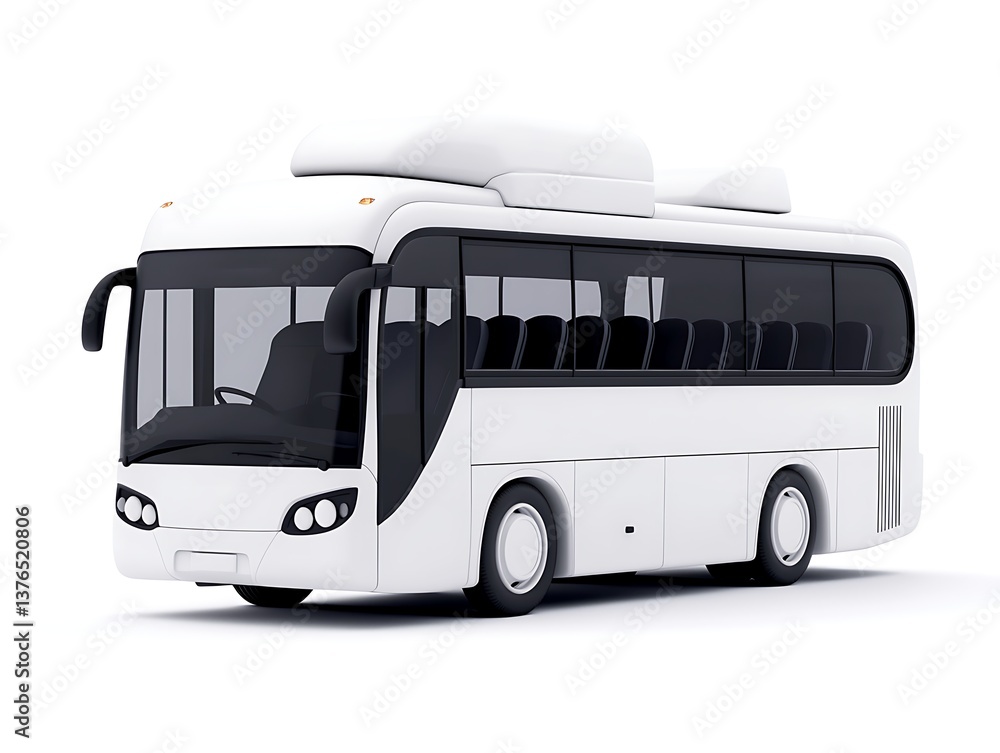 White Tourist Bus with 3D Render. White Tourist Bus with 3D Render.