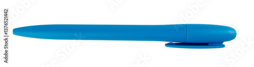 Blue plastic pencil on transparent background