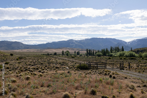 Photos A private property with a fence and gate in the Patagonian steppe region of Arge