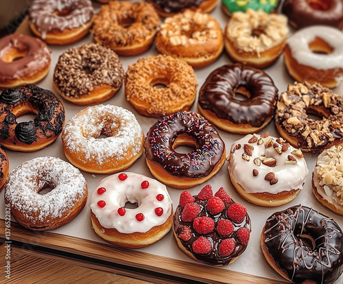 Wallpaper Mural Happy donuts in pastel colors, each with a unique topping and cheerful design Torontodigital.ca