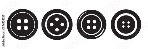 Button Solid icon. Sewing button silhouette. Vector illustration eps 10