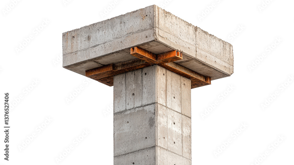 Fototapeta premium Concrete Pillar Structure with Steel Reinforcement and Industrial Design