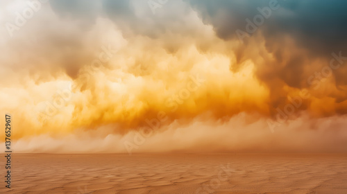 Wallpaper Mural Heavy sandstorm obscures the desert landscape, dust storm with dramatic sky and extreme weather conditions in arid environment Torontodigital.ca