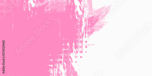 Pink Grunge Brush Stroke Abstract Background. Abstract Pink Grunge Artistic Texture. Grunge. Halftone. Vector.
