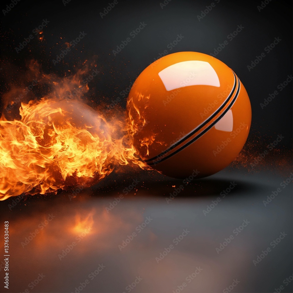Fototapeta premium Ball with fire on grey background