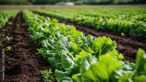 Lush Greenhouse: Batavia Salad Cultivation in a Countryside Setting
