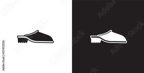 Flat icon of women's shoes. Sandals shoes vector illustration icon. Fashion icon on black and transparent background. Fashion icon.