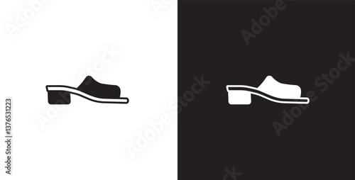 Flat icon of women's shoes. Sandals shoes vector illustration icon. Fashion icon on black and transparent background. Fashion icon.
