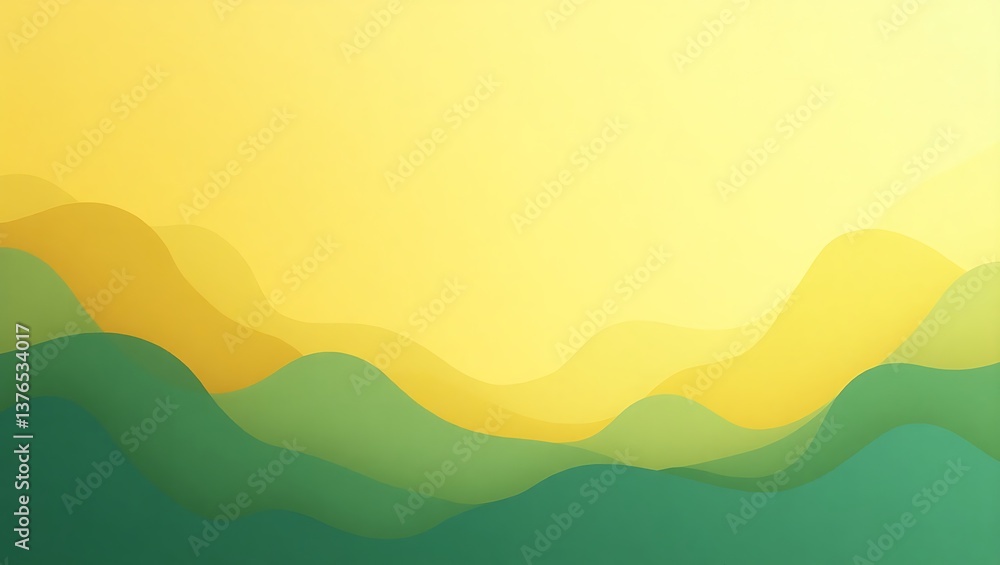 Abstract green wave with yellow background. Generative Ai. Abstract green wave with yellow background. Generative Ai.