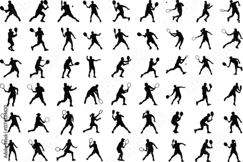 Tennis Players | Dynamic Tennis Silhouettes and Action Poses
