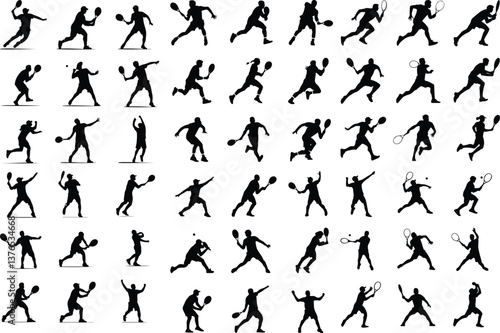 Tennis Players | Dynamic Tennis Silhouettes and Action Poses
