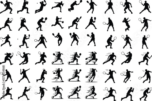 Tennis Players | Dynamic Tennis Silhouettes and Action Poses