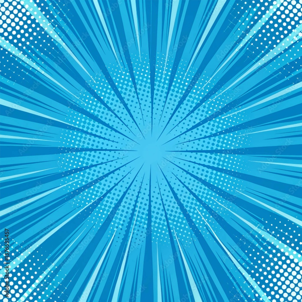 Obraz premium Dynamic Blue Comic Background: Pop Art Design Essentials