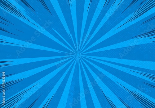 A vibrant burst of blue energy radiating outwards, a dynamic comic book style explosion of color and motion.