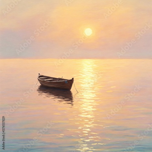 Soft Pastel View Of Boat At Dawn