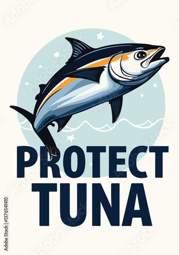 World Tuna Day Vector Designs - Social Media, T-Shirt, Sticker, Poster, Print Cards, Animated GIF - Eco-Friendly, Solid Colors, No Gradients, Sustainable Illustration