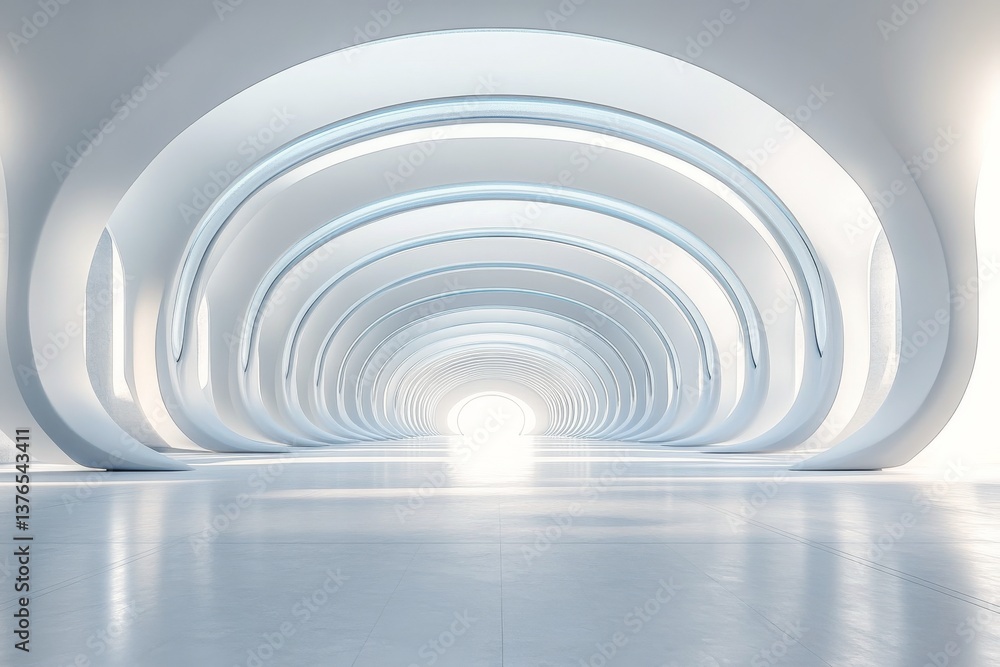 Futuristic Corridor With Smooth Arches and Bright Lighting Creating a Serene Atmosphere Futuristic Corridor With Smooth Arches and Bright Lighting Creating a Serene Atmosphere