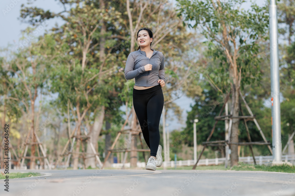 In the evening, a young woman jogs through a city park, bathed in golden sunlight and a cool breeze. Surrounded by lush trees and birdsong, she feels refreshed and relaxed. In the evening, a young woman jogs through a city park, bathed in golden sunlight and a cool breeze. Surrounded by lush trees and birdsong, she feels refreshed and relaxed.