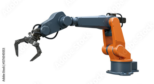 Fotografie Isolated Industrial Robotic Arm with Gripper