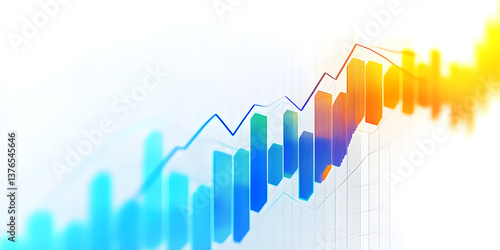 Wallpaper Mural Abstract financial chart with upward trend line graph on a white background, concept of growth and success. 3D Rendering Torontodigital.ca
