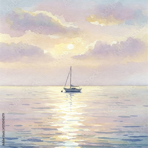 Dreamlike Watercolor Scene With Gentle Craft