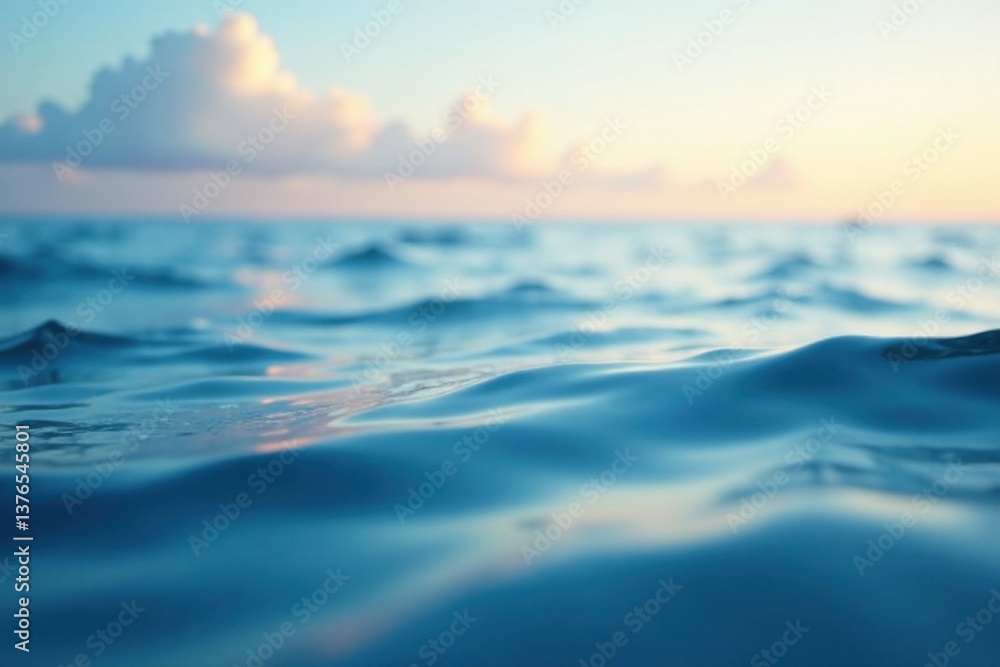 Obraz premium Soften focus on water with gentle blue hues blending into clear sky, serene, gradient, peaceful