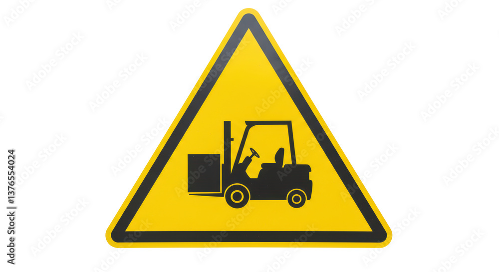 Isolated Yellow Warning Sign with Forklift Symbol Isolated Yellow Warning Sign with Forklift Symbol