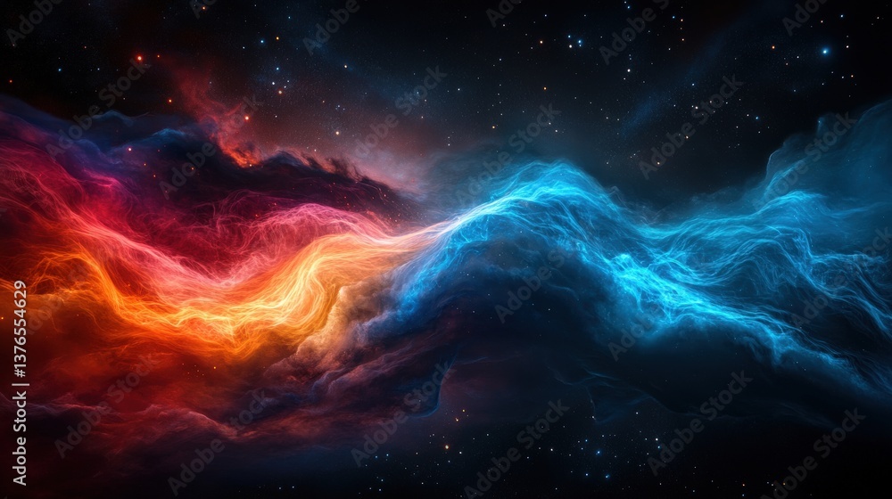 Fototapeta premium Cosmic fusion of colorful nebulae in deep space stunning digital art galactic view
