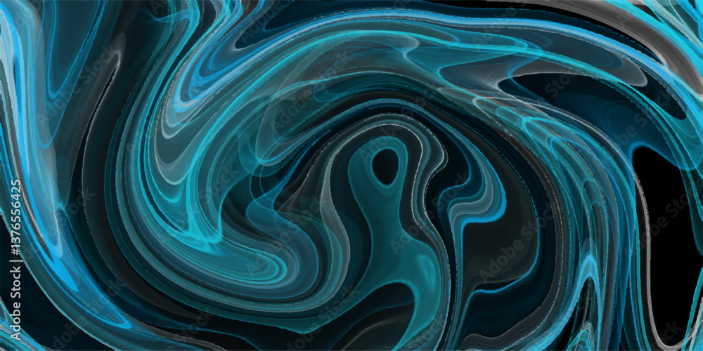 Fototapeta premium Silver Water Swirl: Abstract 3D Wave Design with Blue Liquid Texture, Ideal Modern Wallpaper, Digital Art, or Flowing Decor, Blending Reflective Motion into Projects with Wavy Charm