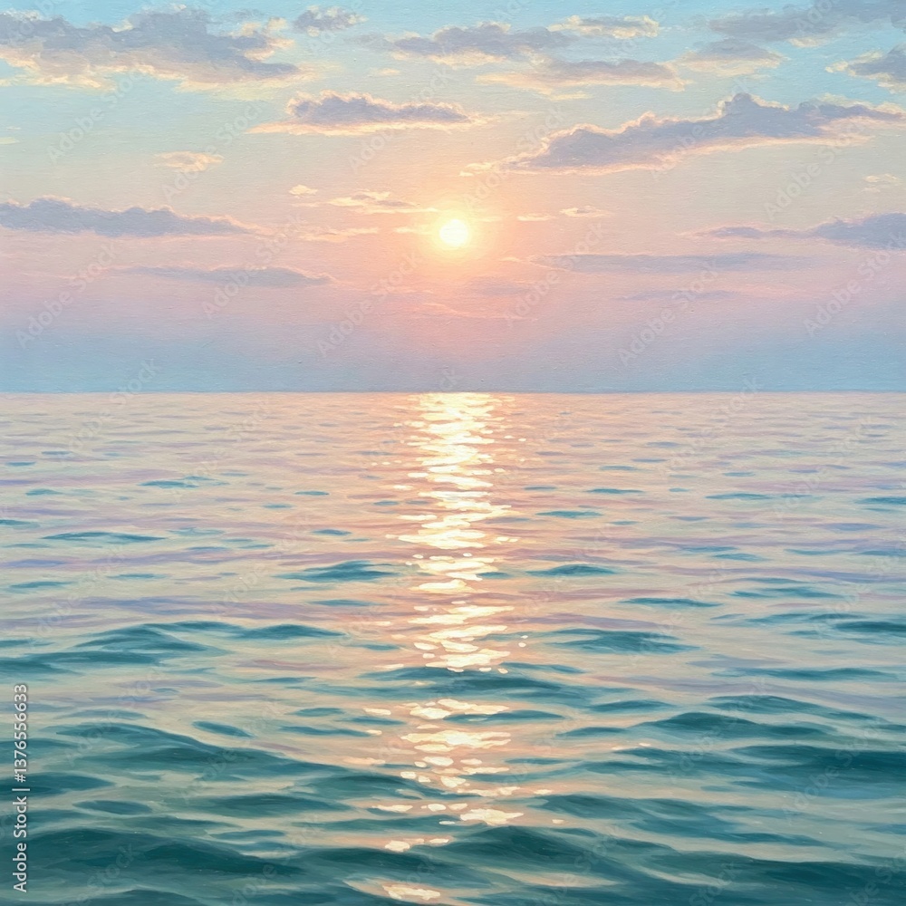 Fototapeta premium Sunlight Dancing Across Peaceful Waves