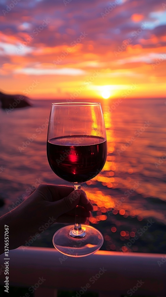 Obraz premium Someones hand holding glass with wine