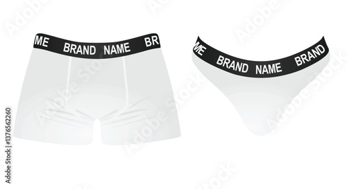 Brand name male and female  panties underwear. vector illustration